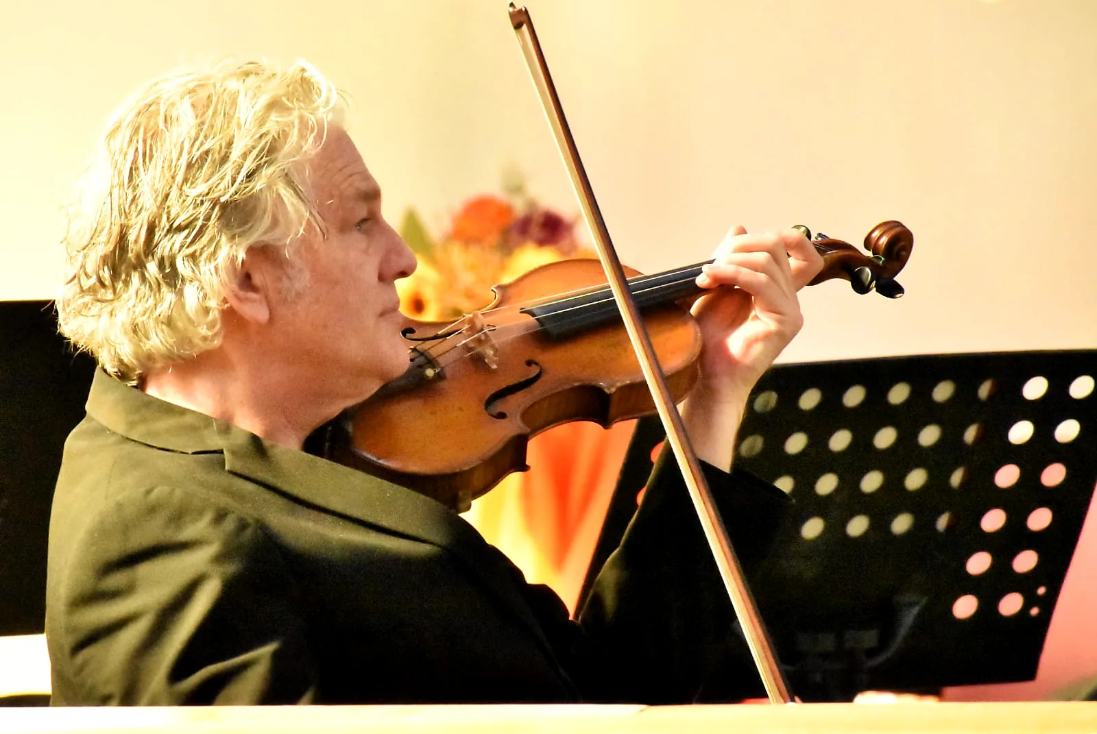 Violinist performing during the concert